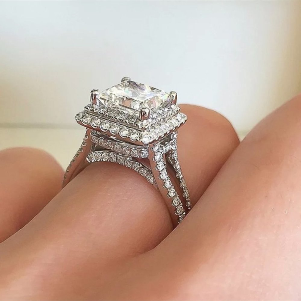 New Princess Luxury 925 Silver Diamond Ring - Picture 2 of 4